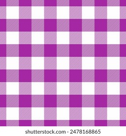 Creation vector textile texture, decoration tartan seamless plaid. Line background fabric check pattern in magenta and white color.