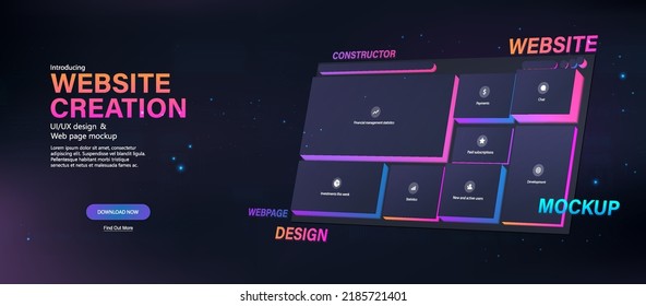 Erstellung von Webseiten, Seiten. Plattform oder Anwendung zum Erstellen von Websites, keine Kodierungstechnologie. Erstellung von Websites oder App aus vorgefertigten Mockups. Plattformübergreifendes, programmierbares Layout
