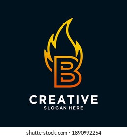 letra creativa B llamas calientes Diseño del logotipo de la llama de la carta
