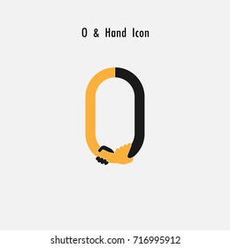 Creative 0- Number icon abstract and hands icon design vector template.Business offer,partnership,hope,support or help concept.Corporate business and industrial logotype symbol.Vector illustration