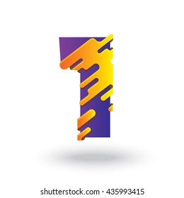 Creative 1 Number design vector template. Abstract Editable Colorful Alphabet. Type Characters Logotype symbols.