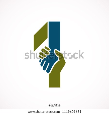Creative 1- number icon abstract logo design vector template.Business offer,partnership icon.Vector illustration