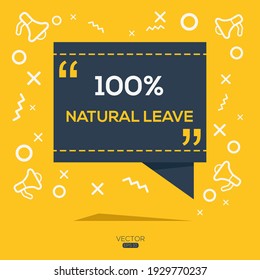 Texto creativo (100% permiso natural) escrito en burbuja de voz, ilustración vectorial.
