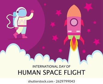 CREATIVE 12TH APRIL INTERNATIONAL DAY OF HUMAN SPACE FLIGHT VECTOR ART GRAPHICS ILLUSTRATOR BANNER, POSTER, FLYER, COVER NEW DESIGN