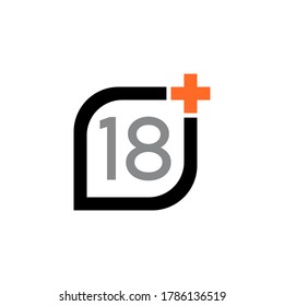 Creative 18 plus sign icon vector