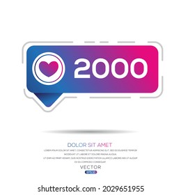 Creative 2000 likes design for social network, Vector illustration.