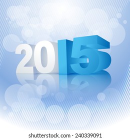 diseño creativo 2015 colocado sobre fondo azul claro cubierto de círculos transparentes