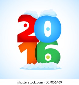 Creative 2016 text. Happy new 2016 year. Colorful design. Vector illustration.