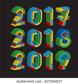 Creative 2017 / 2018 /  2019  typography design . Vector illustration.