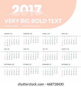 Creative 2017 Calligraphy over orange background with calendar template