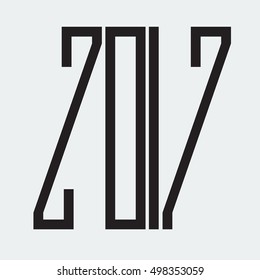 Creative 2017 Text Design vector. Long letters