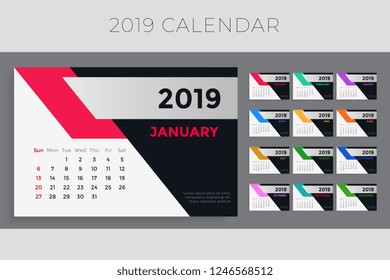 creative 2019 calendar template design