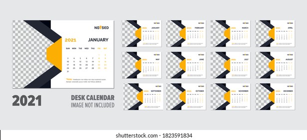creative 2021 Desk Calendar design vector template. 