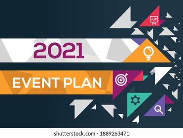 Creative (2021 Event Plan) Banner Word mit Icon , Vektorgrafik.
