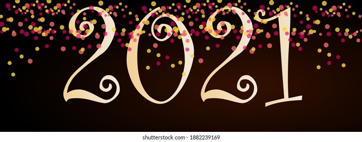 Banner decorativo creativo "Año Nuevo 2021" para diseño de sitios web, afiches, tarjetas de felicitación y tarjetas de invitación.