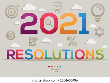 Creativo (resoluciones de 2021) Palabra de bandera con icono ,Ilustración vectorial.
