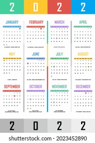 Creative 2022 Calendar Template Design Idea. Easy To Edit With Vector File. Can Use For Your Creative Content. Especially For Next Year Calendar Design.