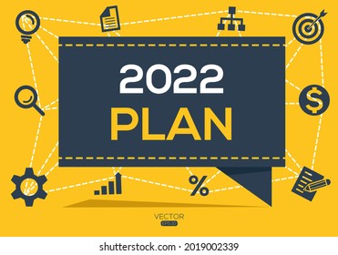 Diseño creativo (plan 2022), letras e iconos, ilustración vectorial.