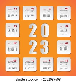 creative 2023 multicolor calendar modern flat style vector , banner , poster , flyer