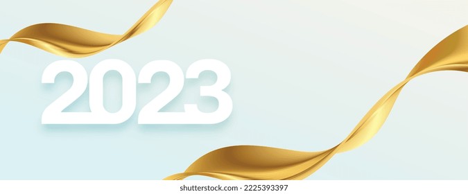creative 2023 new year holiday banner with golden curvy curtain vector 