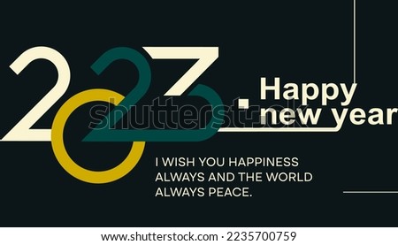 Creative 2023 new year poster. The minimal greeting design concept for cards, covers, calendars, banners, flyers, and page layouts. Vector, 2023
