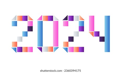 Creative 2024 Geometric Number For New Year Colorful Gradient Design Isolated on White Background