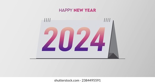 Creative 2024 happy new year celebration greeting card and social media post or banner design template in desk calendar concept. Vector Illustration.