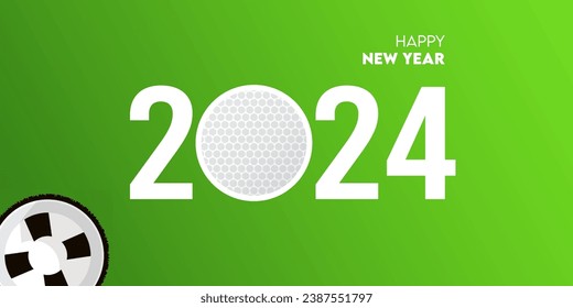 Creative 2024 happy new year celebration greeting card and social media post or banner design template in golf or sport concept. Vector Illustration.