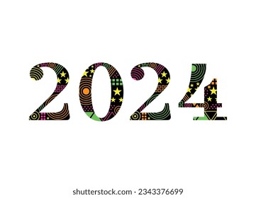 Diseño creativo de ilustración de número o de arte de texto 2024