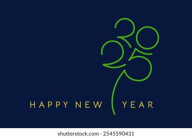 Creative 2025 New Year Logo shaped to Four leaf clover design. Wish of good Luck for Christmas and Happy New Year greetings.