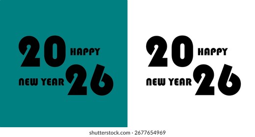 Creative 2026 Happy New Year logo design with modern typography and festive elements. Perfect for greeting cards, celebration banners, invitations, and holiday branding projects.