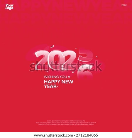 Creative 2026 Happy New Year design vector. red background trendy new year 2026 design template.