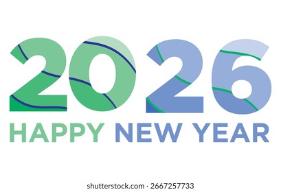CREATIVE 2026 NEW YEAR DESIGN WITH GREEN BLUE