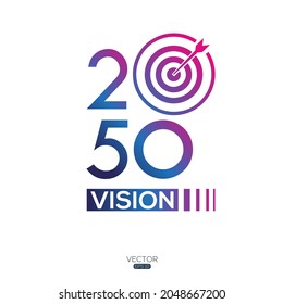 Creative (2050 Vision) text written in speech bubble ,Vector illustration.