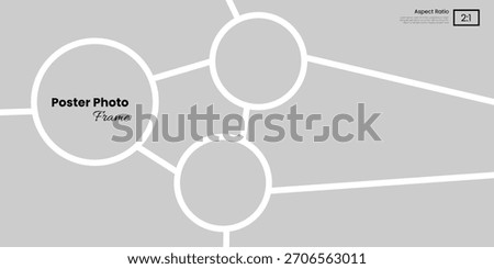 Creative 2:1 aspect ratio photo collage template with three circular frame placements
