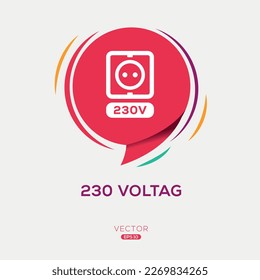 Creative (230 volts power socket) Icon, Vector sign.