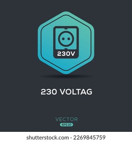 Creative (230 volts power socket) Icon, Vector sign.