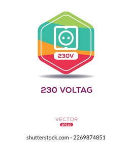 Creative (230 volts power socket) Icon, Vector sign.