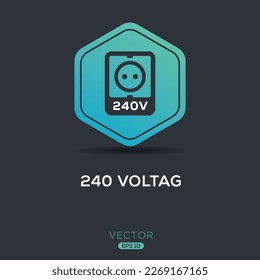 Creative (240 volts power socket) Icon, Vector sign.