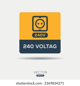 Creative (240 volts power socket) Icon, Vector sign.