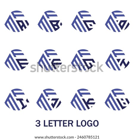 Creative 3 letter logo design FMA,FMB,FMC,FMD,FME,FMF,FMG,FMH,FMI,FMJ,FMK,FML,