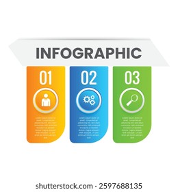 Creative 3 steps business concept infographic chart list minimalist modern design