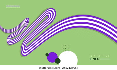 Fundo Vetor Abstrato 3D Criativo com Fluxo de Linhas Curvas, Faixas Dinâmicas e Movimento Futurista