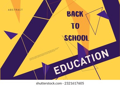 Creative 3D Background for Education Book, Cover, Poster. Trendy Triangular in Yellow, Purple Color. Abstract Pattern in Flat Design. Vector Illustration.