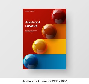 Creative 3D balls company brochure template. Fresh journal cover A4 vector design concept.