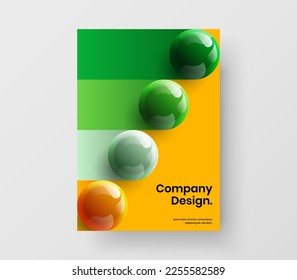 Creative 3D balls company cover illustration. Unique corporate brochure A4 vector design concept.