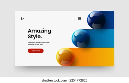 Creative 3D balls company identity illustration. Minimalistic website screen vector design template.