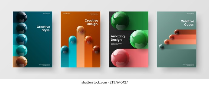Creative 3D balls front page concept set. Fresh corporate identity design vector illustration composition.