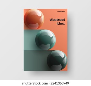 Creative 3D balls handbill illustration. Fresh cover A4 design vector layout.