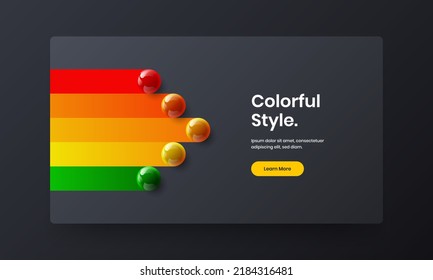 Creative 3D balls web banner layout. Modern horizontal cover vector design illustration.